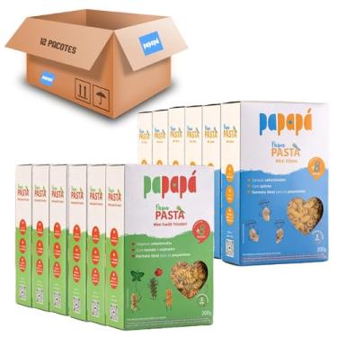 Imagem de Kit 12 Macarrão Fusili e Mini Elbow c/Quinoa PAPAPÁ 200g