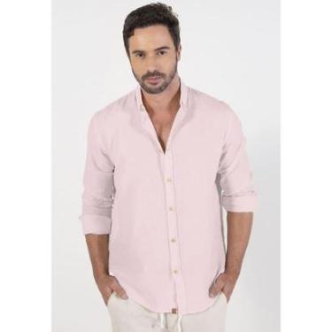 Imagem de Camisa casual masculina manga longa comfort pienza rosa-Masculino