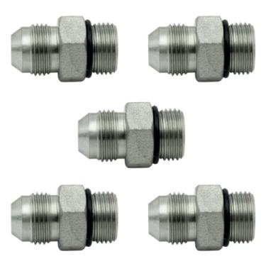 Imagem de 1/5.1 cm JIC macho x #10 SAE/ORB macho conversor reto adaptador de tubo hidráulico encaixe (5-PACK) | 6400-08-10
