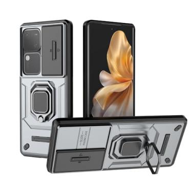 Imagem de Kukoufey Compatível com suporte Vivo V30 Pro 5G, compatível com Vivo S18 5G, com capa de lente de câmera deslizante compatível com Vivo V30 5G V2318 / V30 Pro 5G V2319 capa cinza