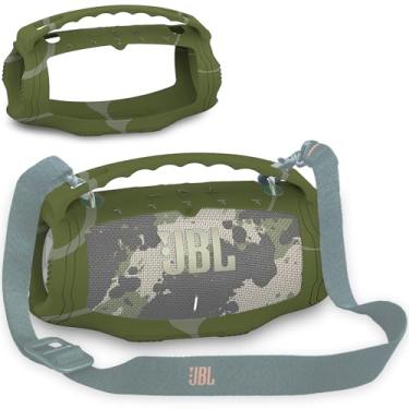 Imagem de JCHPINE Capa de silicone para alto-falante Bluetooth portátil JBL Xtreme 4, suporte protetor para JBL Xtreme 4 Acessórios de alto-falante Bluetooth portátil (apenas capa) (Camuflagem)