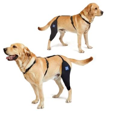 Imagem de LufeLux Joelheira para cães com arnês e cinto de conexão, leve e elástico, suporte para perna traseira rasgada do LCA, patela, reduz a dor e inflamação da artrite (2GG)