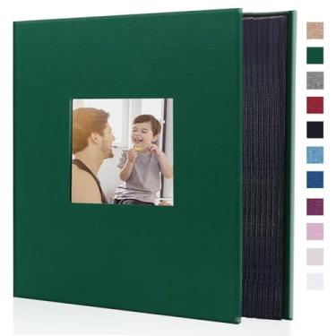 Imagem de Artmag Álbum de fotos de tecido 10 x 15 cm, grande capacidade para aniversário de casamento em família, álbum de linho, comporta 1000 fotos horizontais e verticais (1000 bolsos, verde escuro)