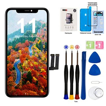 Imagem de EFAITHFIX Tela LCD de reposição para iPhone 11, tela LCD de 6,1 polegadas e digitalizador de tela sensível ao toque 3D com kit de ferramentas de reparo para A2111, A223, A2221 com adesivo impermeável de vidro temperado