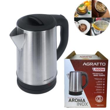 Imagem de Chaleira Elétrica Grande 2,2L Inox P/Água Chá Leite 110/220v - Agratto