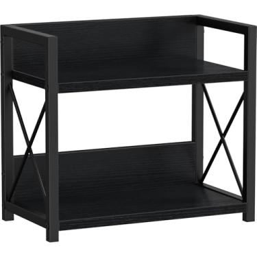 Imagem de Giikin Prateleira de balcão de cozinha, organizador de especiarias de cozinha de 2 níveis para bancada, organizador de café de madeira para casa (preto, P)