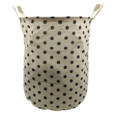 Imagem de Cesto Organizador Multiuso Tecido Brinquedo - Branco/Bolinha - Kadê