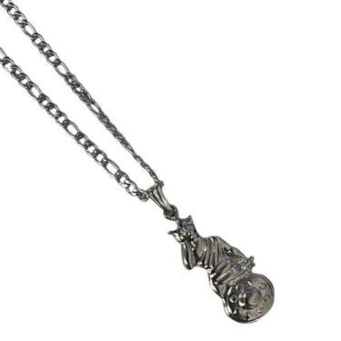 Imagem de Colar Corrente Pingente Obá 3,5 Cm Niquelado - Meta Atacado