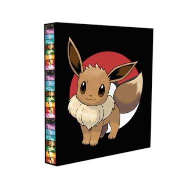 Imagem de Álbum Pasta Fichário Preto Pokémon Eevee Capa Dura Reforçado Para Cole