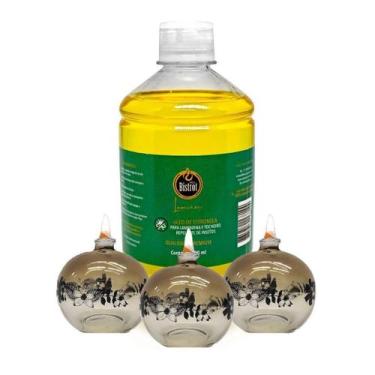 Imagem de Kit 3 Lamparinas Decor Sensações + 500Ml De Fluido Citronela - Velas b