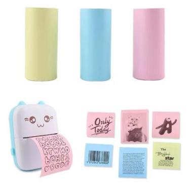 Imagem de 3 rolos etiqueta adesiva colorida mini impressora gatinho - Xd Mega