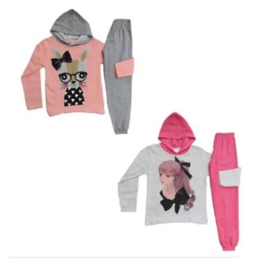 Imagem de Conjunto moletom com touca infantil meninas kit com 2 - Mmkids , 6 