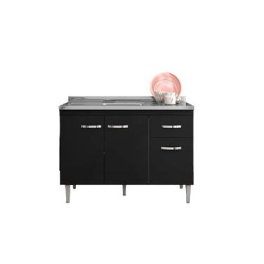 Imagem de Balcão P/ Pia Gabinete Gabriela 120cm 3 Portas 1 Gaveta - AJL Móveis, 