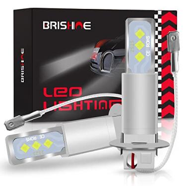 Imagem de BRISHINE Lâmpadas de LED H3 8000 K azul gelo, extremamente brilhantes 2525 chips H3 lâmpadas de LED para faróis de neblina de carro, luzes diurnas DRL (pacote com 2)