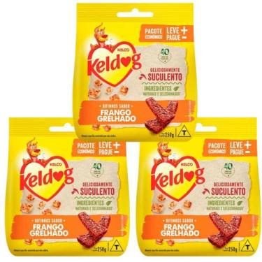 Imagem de Kit 3 Bifinho Keldog para Cães Sabor Frango Grelhado 250 g  - Kelco
