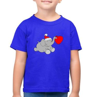 Imagem de Camiseta Algodão Infantil Elefante Noel - Foca na Moda, Azul royal, 4