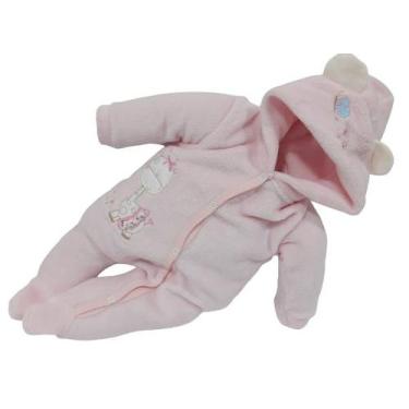 Imagem de Macacão Longo Plush Bebê Menina Inverno Capuz Bordado 2170 - AG Baby, 
