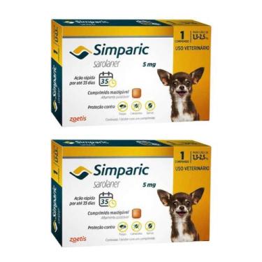 Imagem de Combo 2 Unidades Simparic 1,3 A 2,5 Kg 5 Mg Comp Avulso - Zoetis