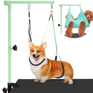 Imagem de getlstub Braço de tosa para cães com rede de cuidados para animais de estimação, braço de mesa de 89 cm com suportes ajustáveis sem sentar, suporte para cuidados com cães com laço para animais de
