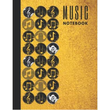 Imagem de Music Notebook : Gold: Wide Staff Blank Manuscript Paper * 13 Staves per page * 8.50" x 11" * 102 Pages (Music book series)