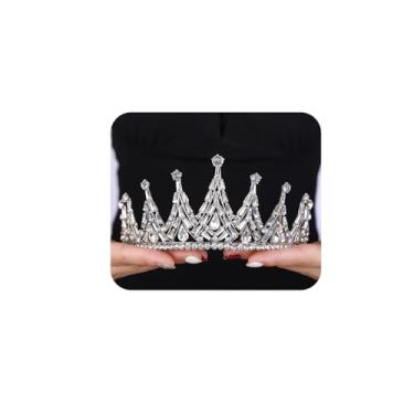 Imagem de JWICOS Tiara de prata para casamento, tiaras e coroas femininas com strass Queen Tiara para mulheres, coroa de princesa, tiara de aniversário para casamento, baile, festa, concurso, freesize, Metal