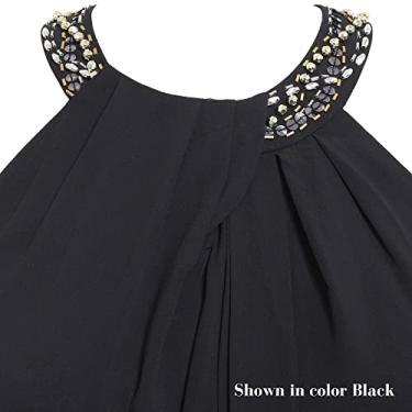 Imagem de S.L. Fashions Vestido feminino com decote frente única, coquetel, convidada de casamento, vestido de festa perfeito (tamanhos pequenos e regulares), Azul marino, 50