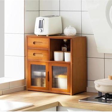 Imagem de Armário de armazenamento de mesa de cozinha armário de cozinha aparador bancada armário de armazenamento rack de cozinha armário de armazenamento de pratos multicamadas rack de armazenamento de