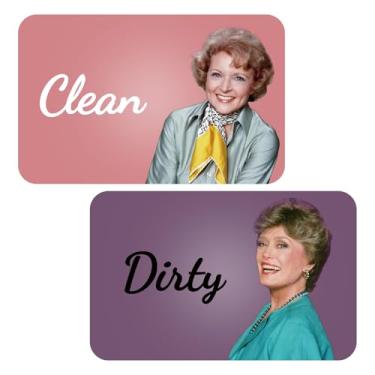 Imagem de Guokoko Golden Girls Ímã de máquina de lavar louça sinal limpo sujo, mercadoria de programa de TV Golden Girls, ímã de máquina de lavar louça de geladeira dupla face, ímãs flip com placa magnética