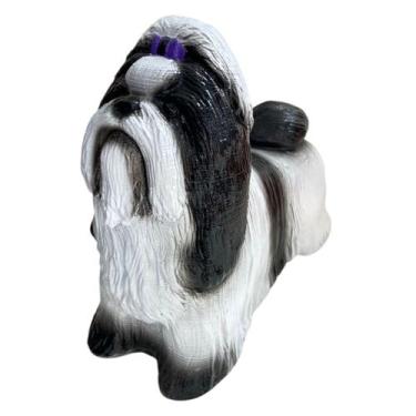 Imagem de Shih Tzu Estátua De Cachorro Realista Detalhado - LZ Decorações, Preto