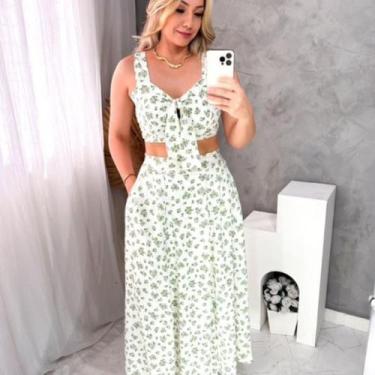 Imagem de Conjunto Cropped E Saia Viscolinho Feminino Liso E Estampado - NoBrand