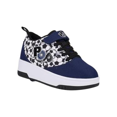 Imagem de HEELYS Tênis infantil unissex com estampa Pop Pro com salto com rodas, Azul-marinho/branco/preto, 13 Big Kid