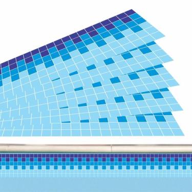 Imagem de Kit 42 Adesivos Piscina Azulejo Mosaico Quadriculado Azul 100x10cm - R