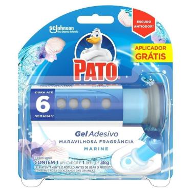 Imagem de Desodorizador Sanitário Pato Gel Adesivo Marine Refil 6 Discos Aparelho Grátis