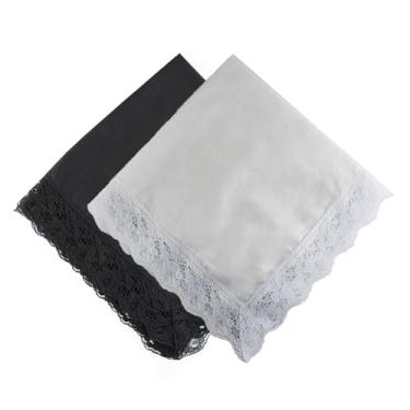 Imagem de Cachecol de colo de 61 cm com acabamento de renda lenço de colo cobre saias de colo para mulheres na igreja, Preto + branco, lace trims lap
