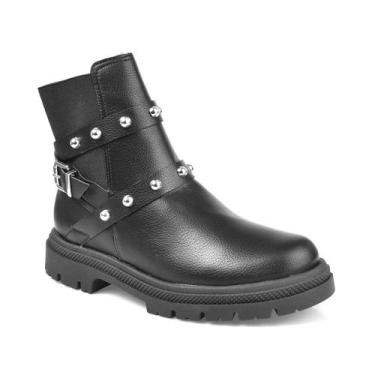 Imagem de Bota Moleca Cano Baixo Fivela e Spake Tratorada Feminina Preto, 37