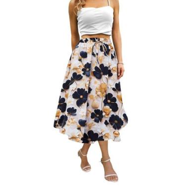 Imagem de Saia maxi Abaadlw para mulheres longa midi com bolsos pretos