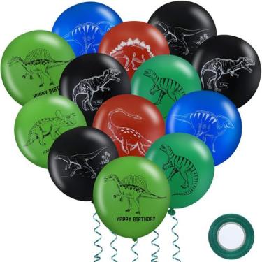 Imagem de Balões de látex de dinossauro Skylety 40 unidades com fita verde