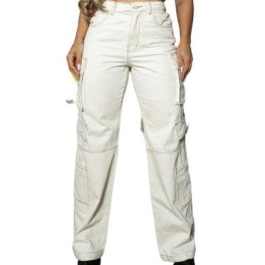 Imagem de Calça Wide Leg Feminina Cargo - Onl Jeans, 44