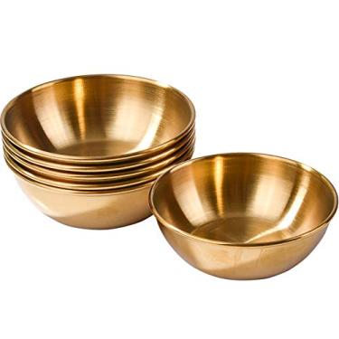 Imagem de 6pcs Stainless Steel Soy Sauce Dishes, Round Seasoning Dishes, Sushi Dipping Saucers Bowl Mini Appetizer (Gold)