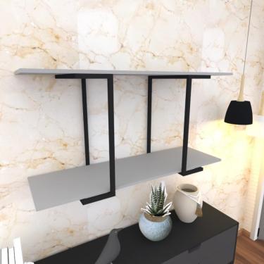 Imagem de Prateleira Industrial Suspensa Estante Parede Nicho Cinza Cozinha Escritorio Sala Quarto Infantil