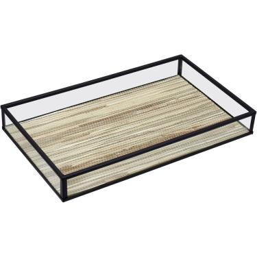 Imagem de Bandeja Decorativa Para Servir Lavabo Home&co Vidro 3x15x25cm Bege