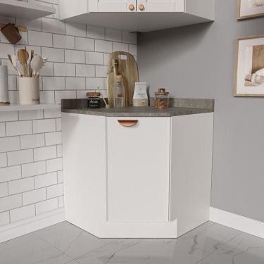 Imagem de Balcão De Canto Oblíquo Com Tampo Arizona Cabecasa Madeiramadeira Branco-cobre