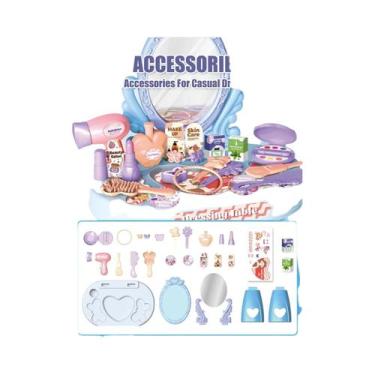 Imagem de Brinquedo De Penteadeira Infantil 30 Peças Conjunto De Maquiagem Com C
