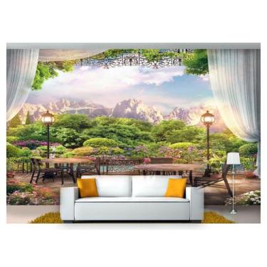 Imagem de Papel De Parede Paisagem Digital Lago Varanda Dah26 - Você Decora