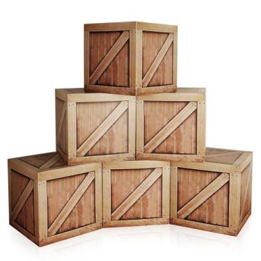 Imagem de JOINSI 6 caixas de fardos de feno decorações de festa caubói ocidental caixas de palha de grão falso decoração de cabine de fotos adereços para aniversário, colheita de outono, Halloween (caixa de