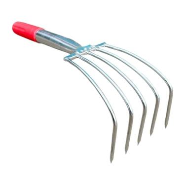 Imagem de Fenteer Ancinho de mão para escavação, capina, portátil, versátil, pequeno cultivador, ancinho de folhas, cultivador de solo para gramado, quintal, trabalho, 5 Dentes