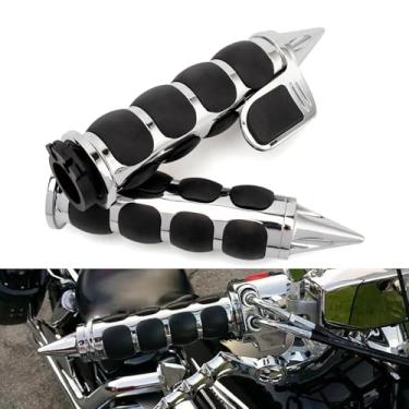 Imagem de Par de manípulos duplos cromados para motocicletas de 2,5 cm, suporte de acelerador de cone compatível com Sportster 883 1986-2020 Chopper