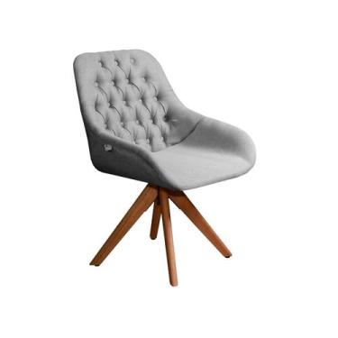 Imagem de Poltrona Decorativa Giratória Linda Tecido Linho Cinza Gustavo Decor