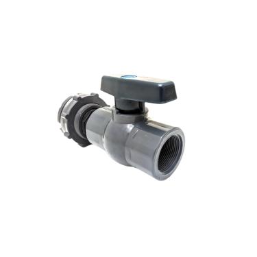 Imagem de Kit de torneira de válvula de esfera de PVC Pro Series de 3,8 cm com adaptador de encaixe de anteparo para barris de chuva, IBC, regatas de estoque de borracha e tanques de água de aço Behrens.