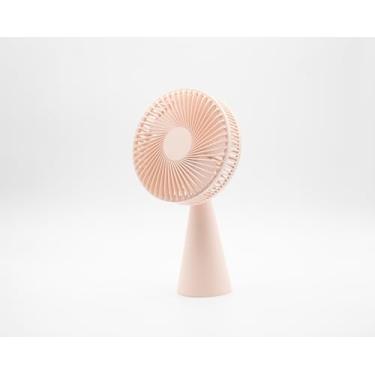 Imagem de Ventilador Portátil de Mesa Recarregável USB - Design Minimalista com Base Cônica Antiderrapante, Silencioso, Rosa Claro